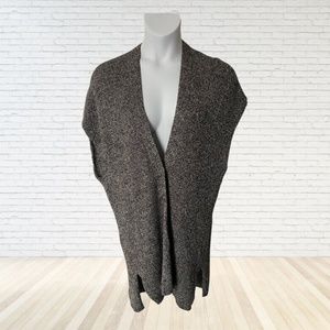 EILEEN FISHER Sleeveless Sweater Vest Poncho Black Multi 1X  Linen/ Wool Knit